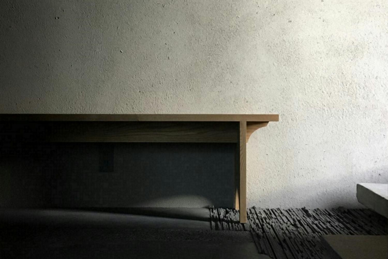 Kyoto Komatsu Residences - handmade bench in waiting area of rooftop space