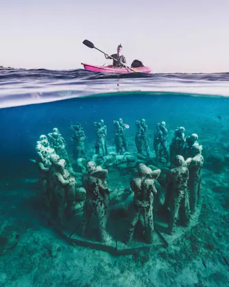 Underwater statues snorkeling attraction near Gili Trawangan