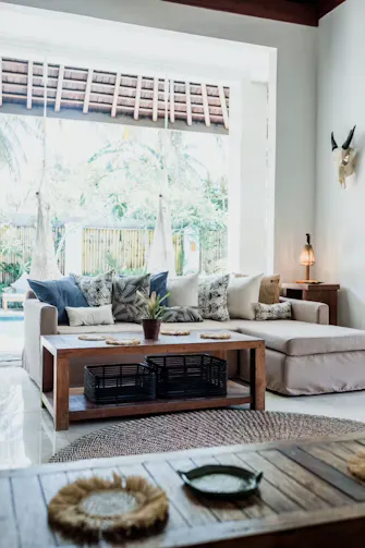Spacious living area at Villa Mimpi in Gili Trawangan