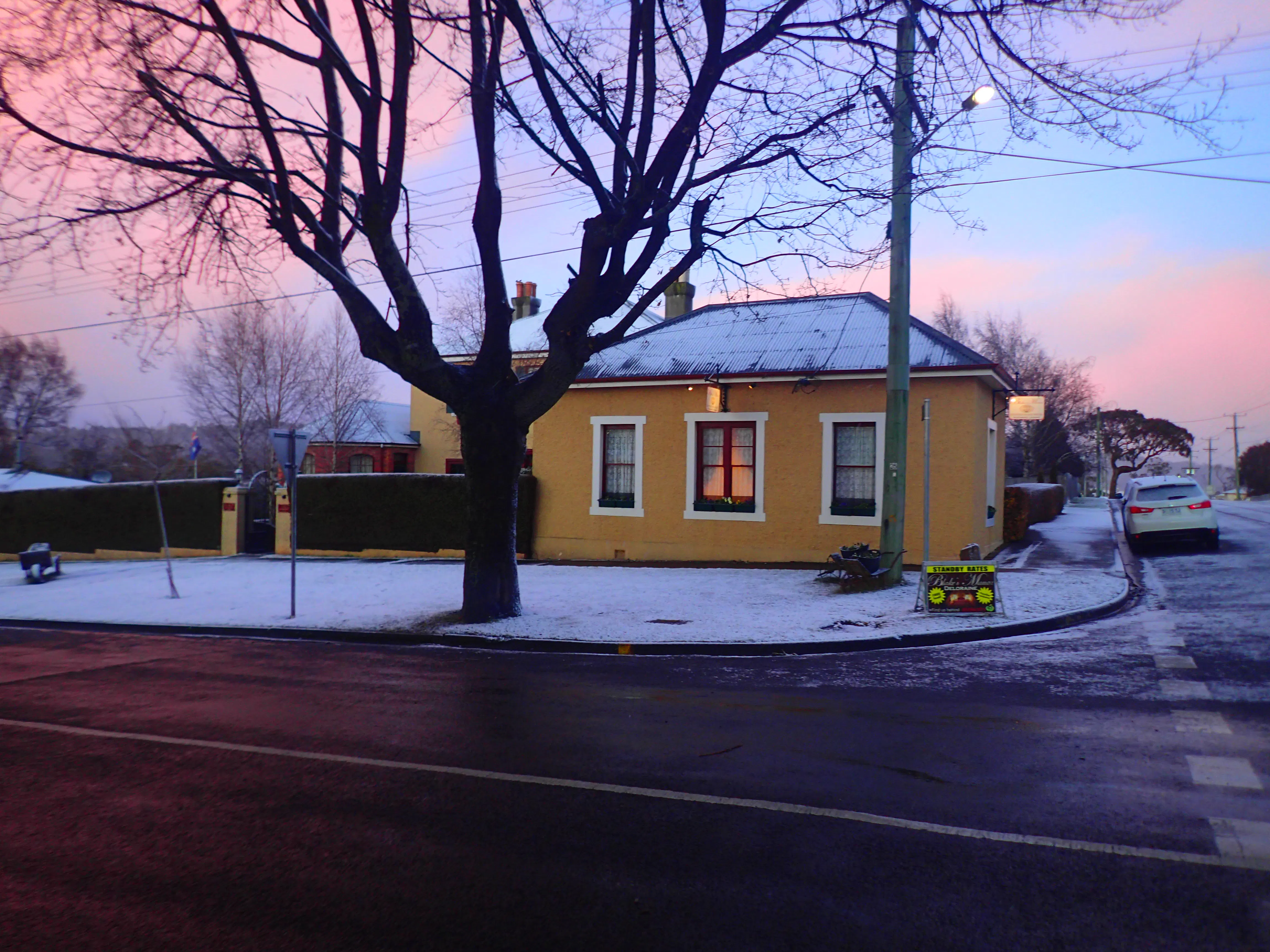 Blakes Manor Heritage Self-contained Accommodation, Tasmania in the snow. So romantic and beautiful.