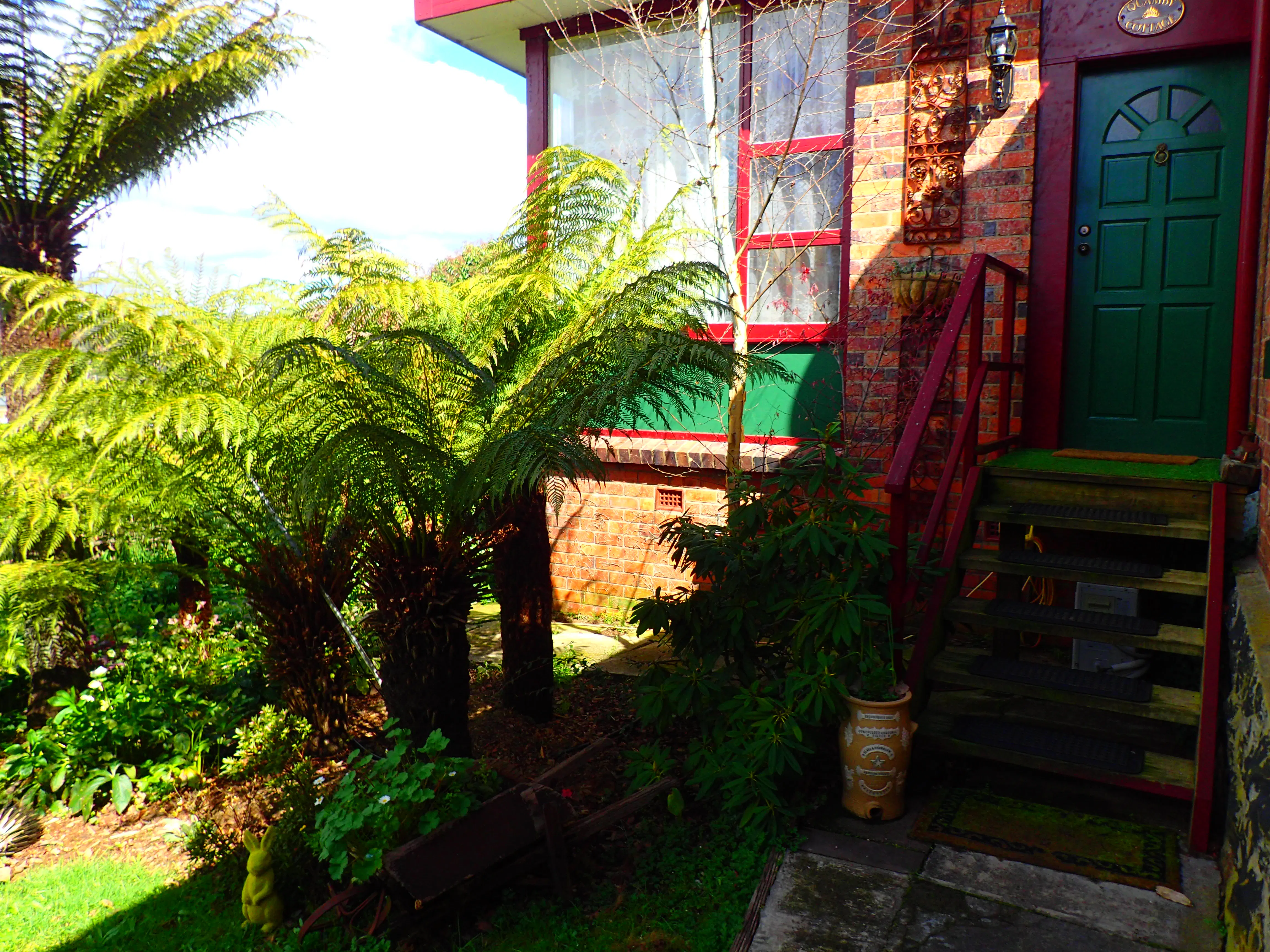 A shady spot near the Garden Suite in the heritage garden of Blakes Manor.