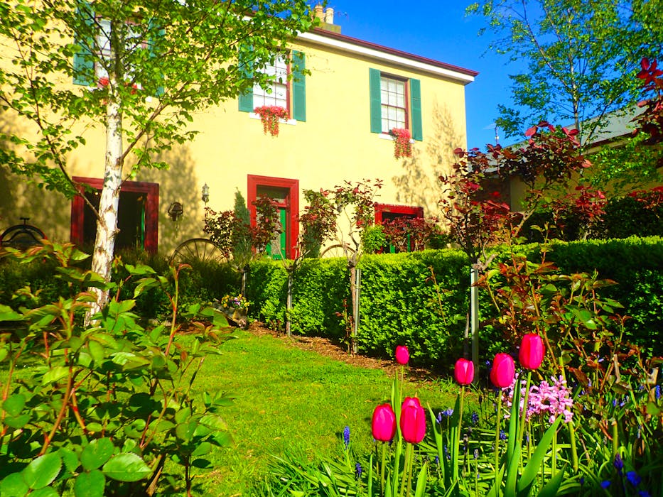 The heritage beauty of colourful gardens at Blakes Manor Deloraine Tasmania.