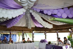 restaurant ready for wedding dinner