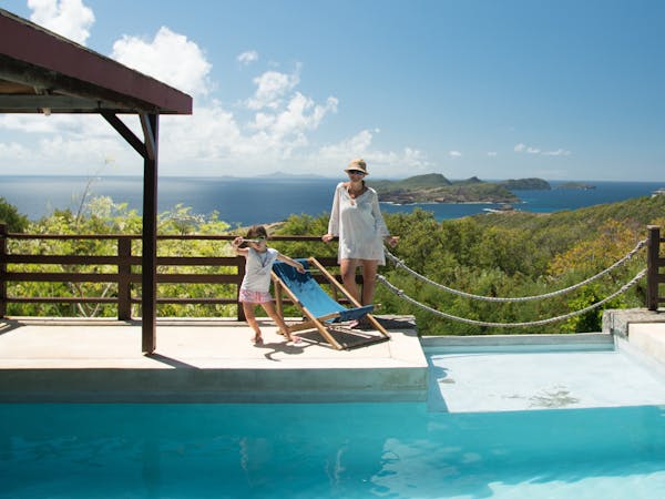 Pool and beach in the Grenadines