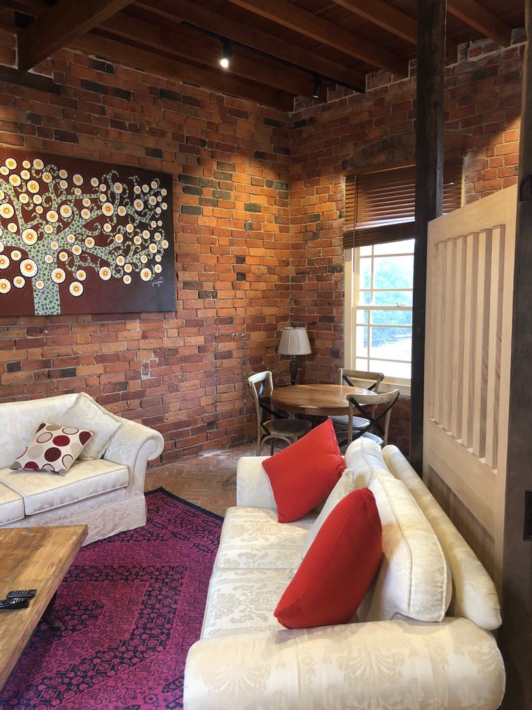 Stables Apartment living roomr, Bon Accord B&B in Sale, Gippsland.