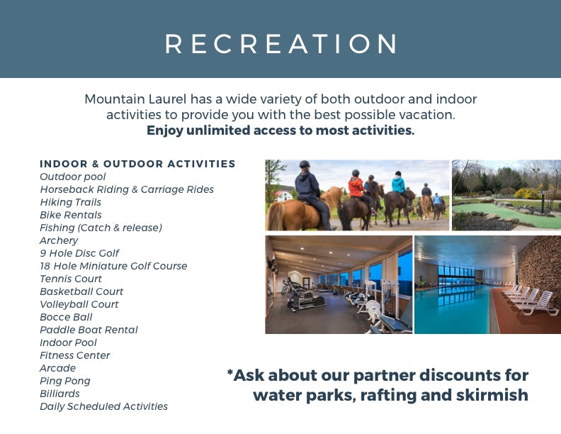 activities at mountain laurel resort in the poconos