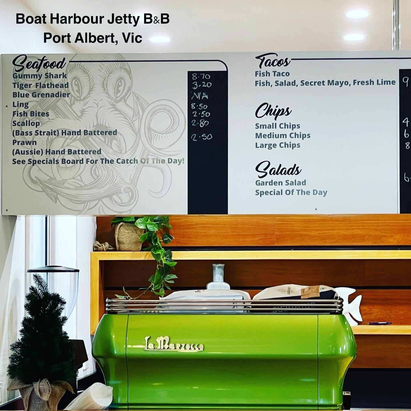 Coffee and hot drinks available from Port Albert Fish & Chip Co