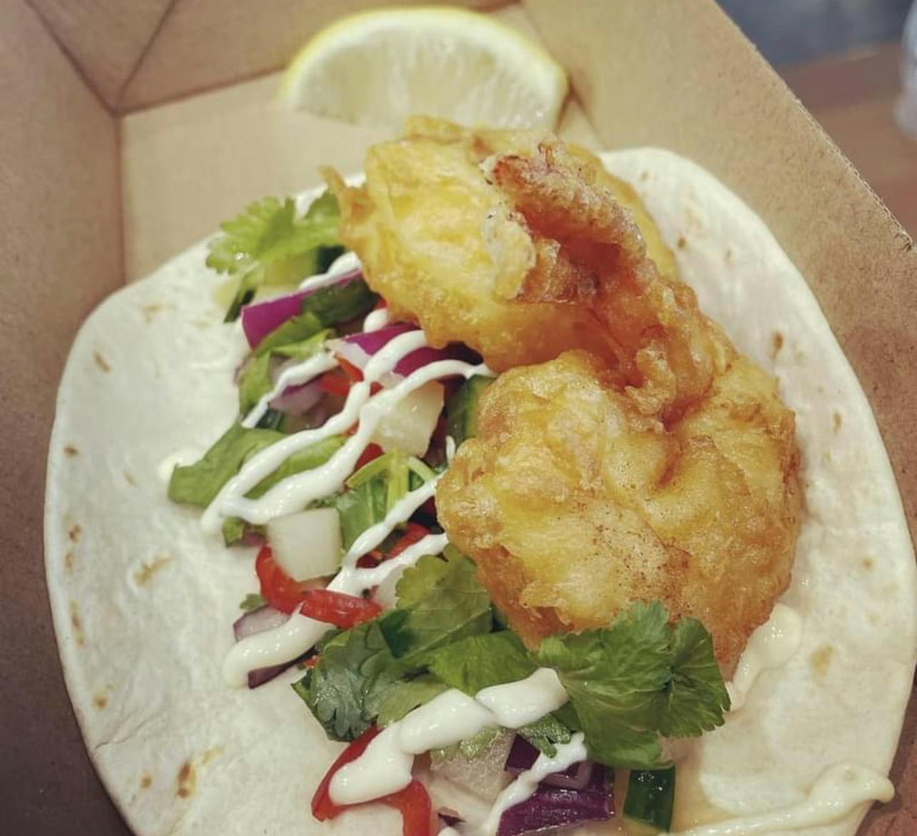 Prawn Taco special Port Albert Fish & Chip Co