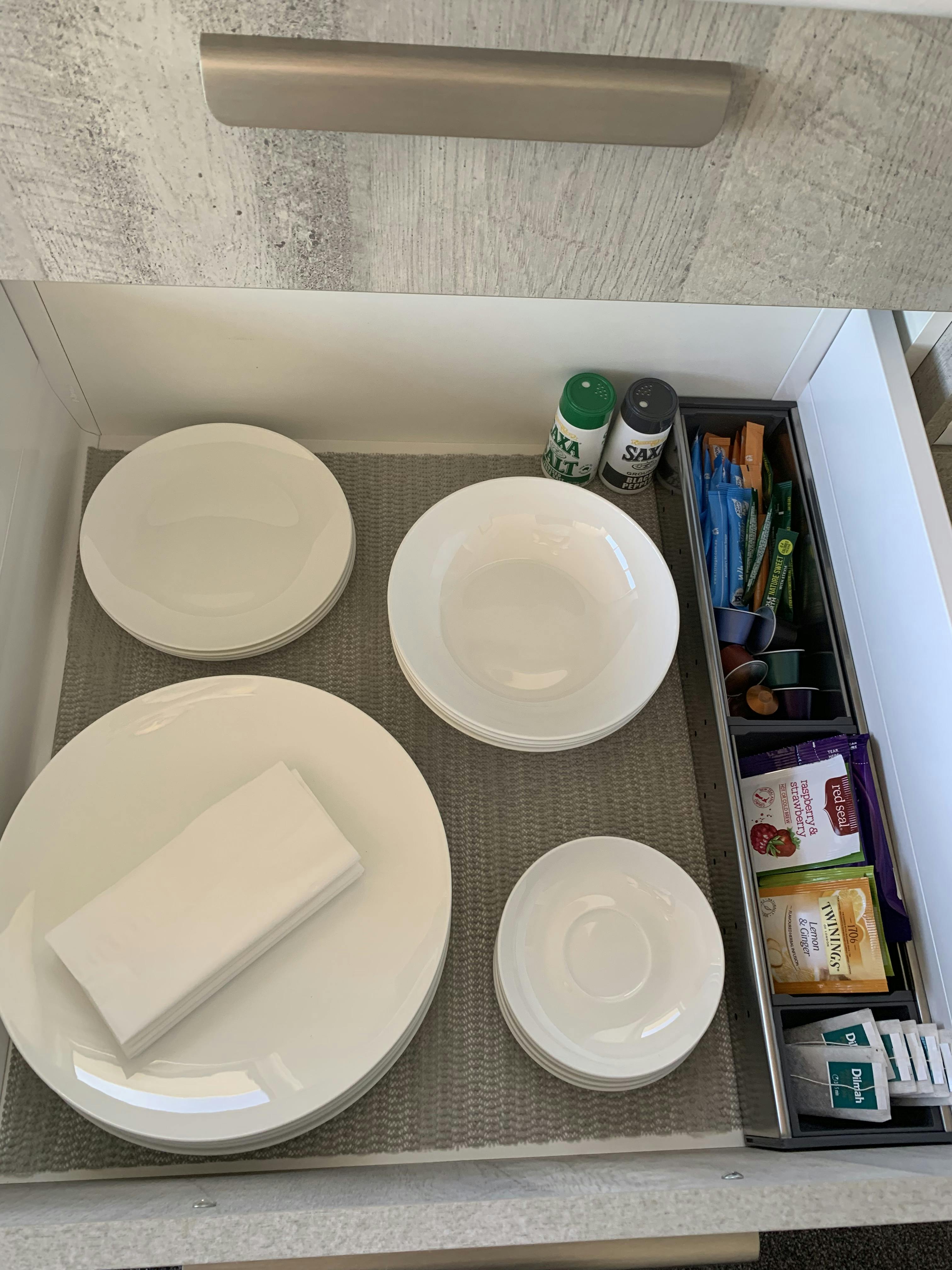 Kitchenette crockery with selection of teas & coffee