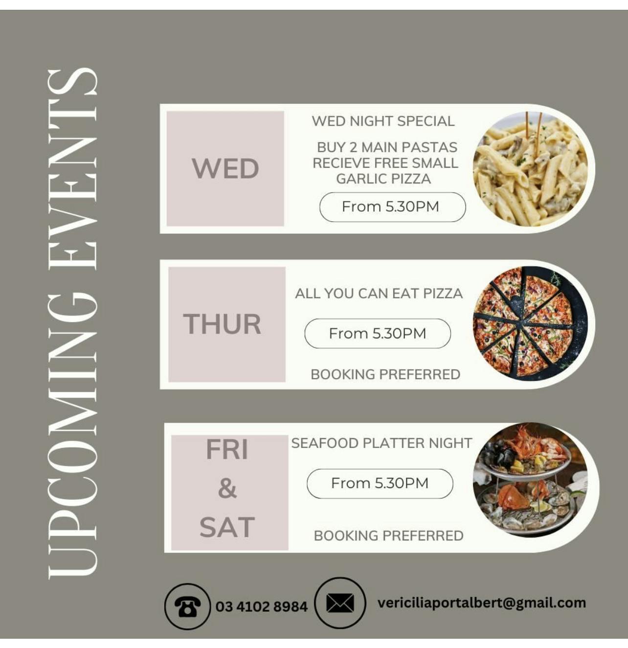 Special offers Versicilia Ristorante Port Albert