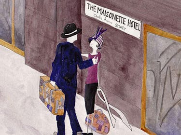 Vintage-style illustration of The Maisonette Hotel