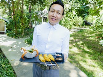 personnel serving food at Monoceros Resort, Chiang Mai