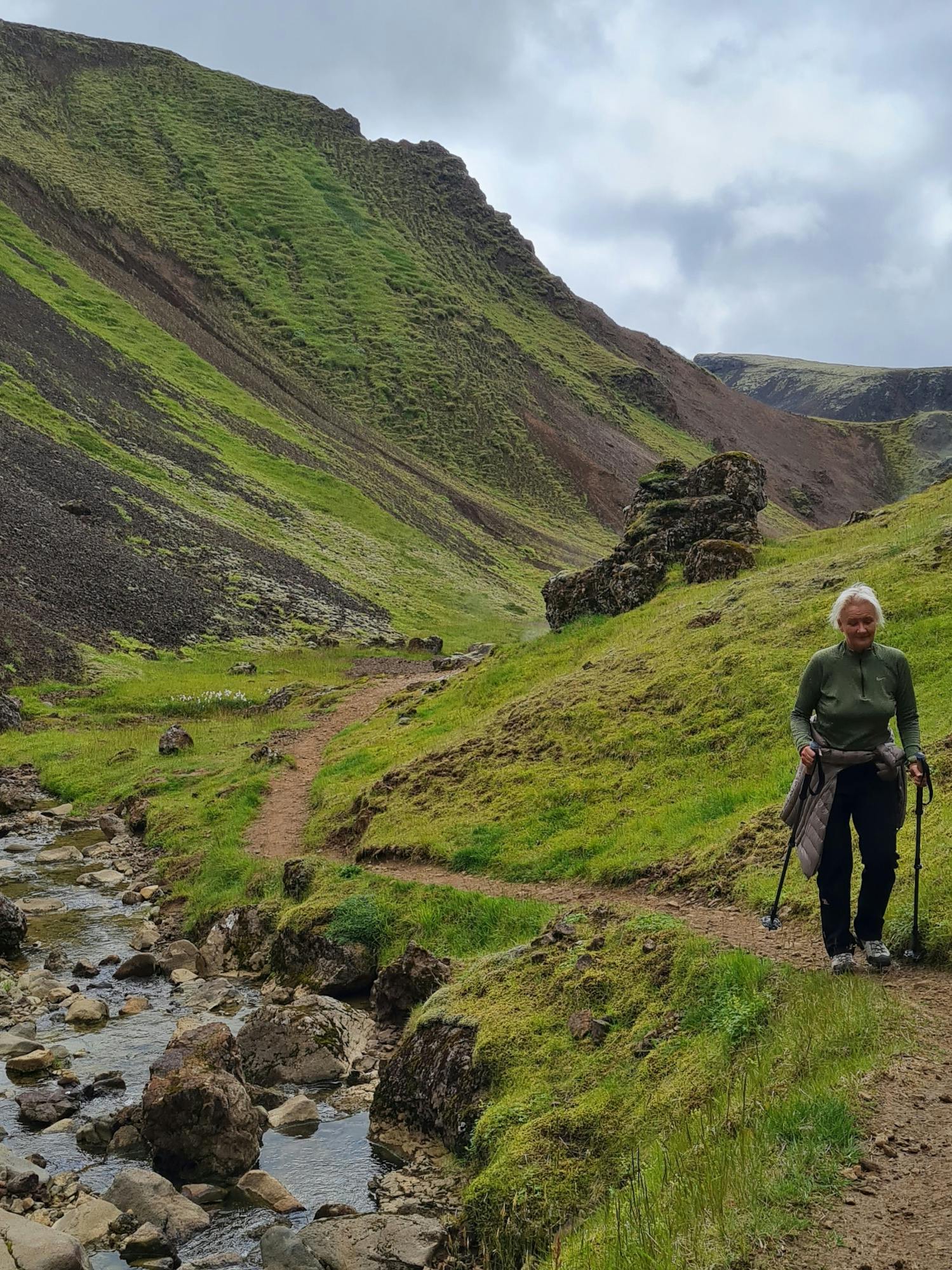 Hiking in Reykjadalur near Hveragerdi.