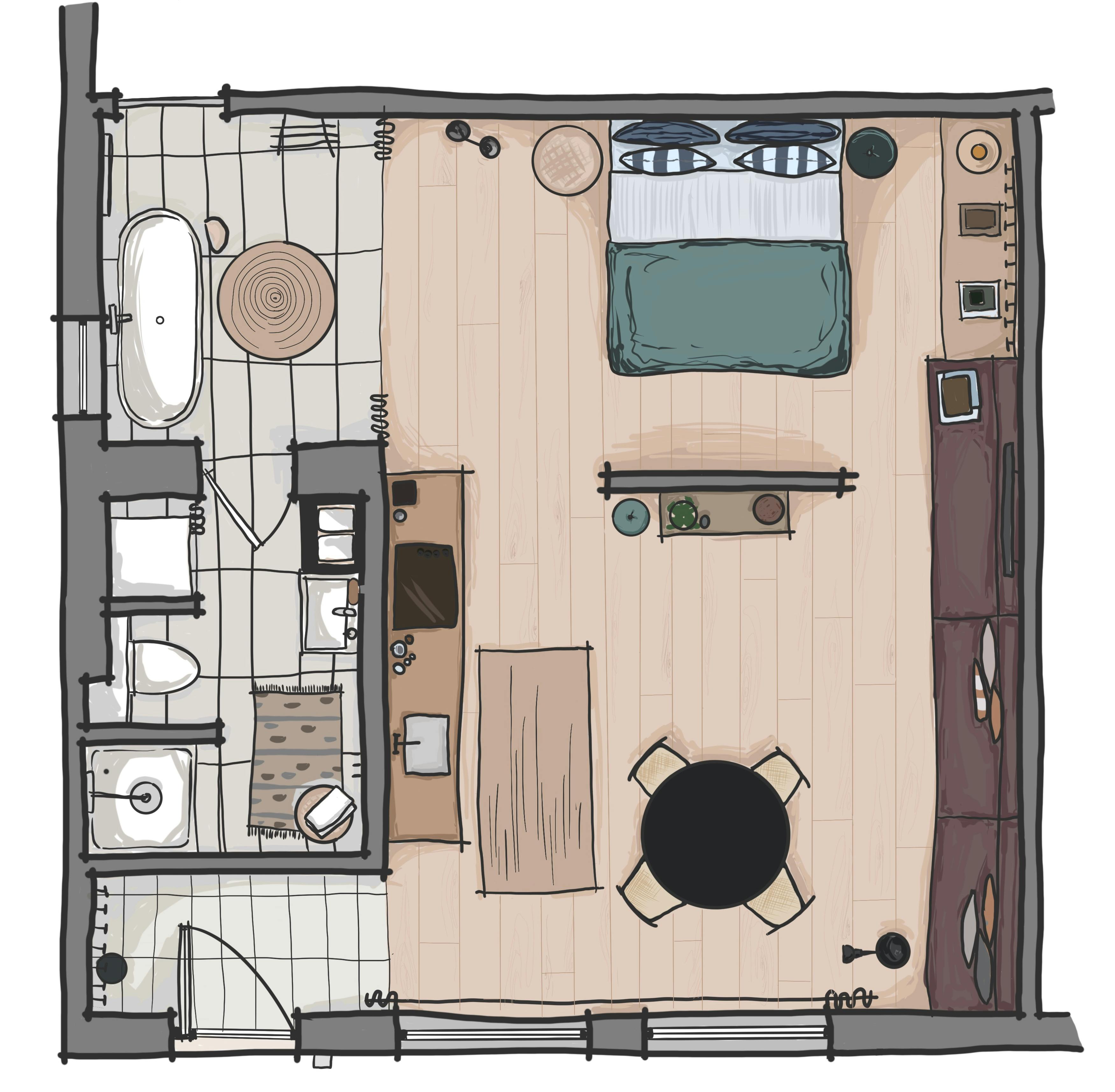 Inni apartments - floorplan for Inni 3 - superior studio