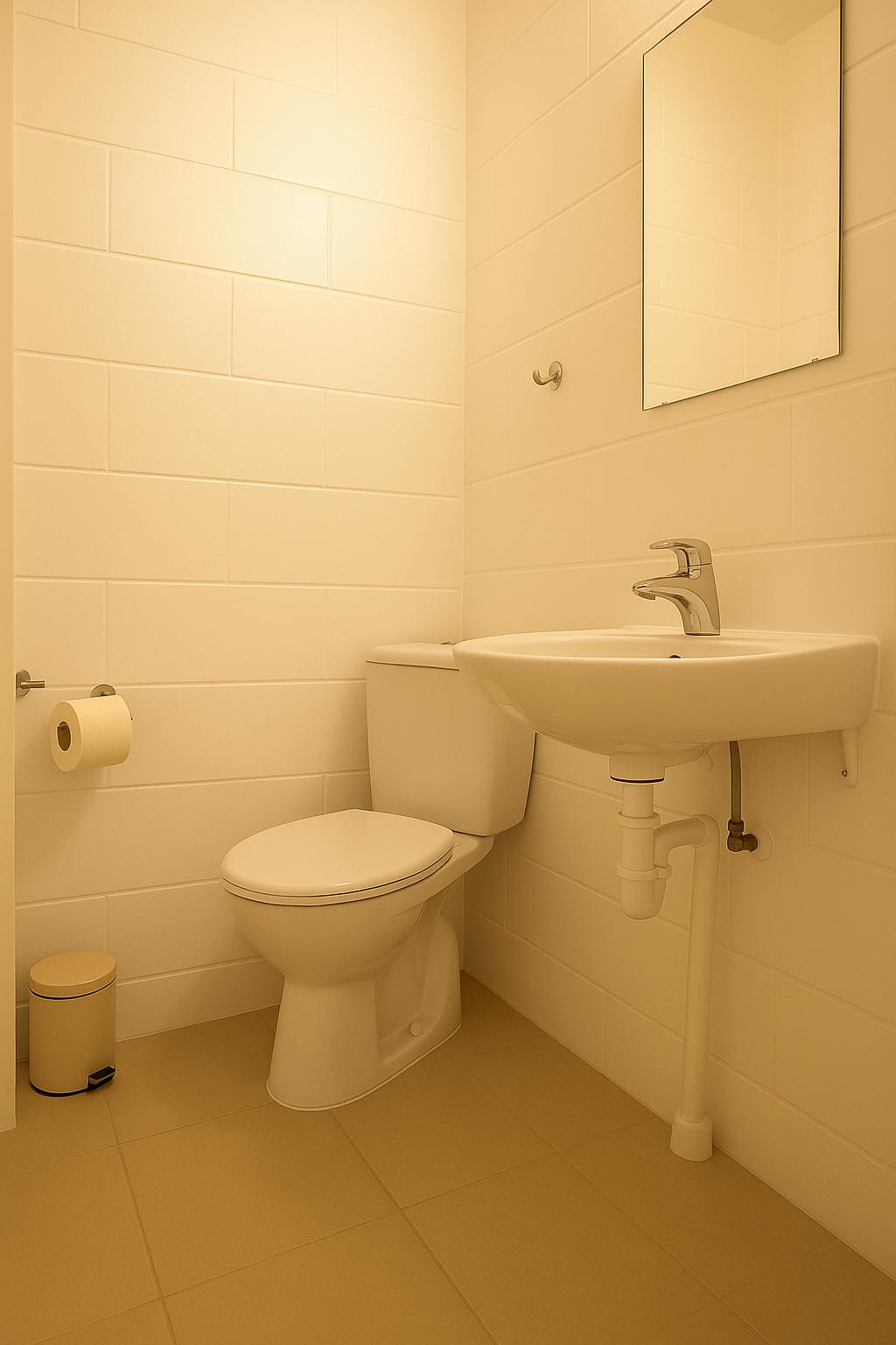 Private bathroom in Hotel Amager family room with toilet and sink, Copenhagen Denmark