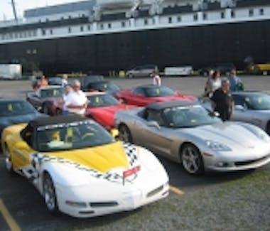 SS Badger Carferry - Ludington Harbor corvette club cars loading