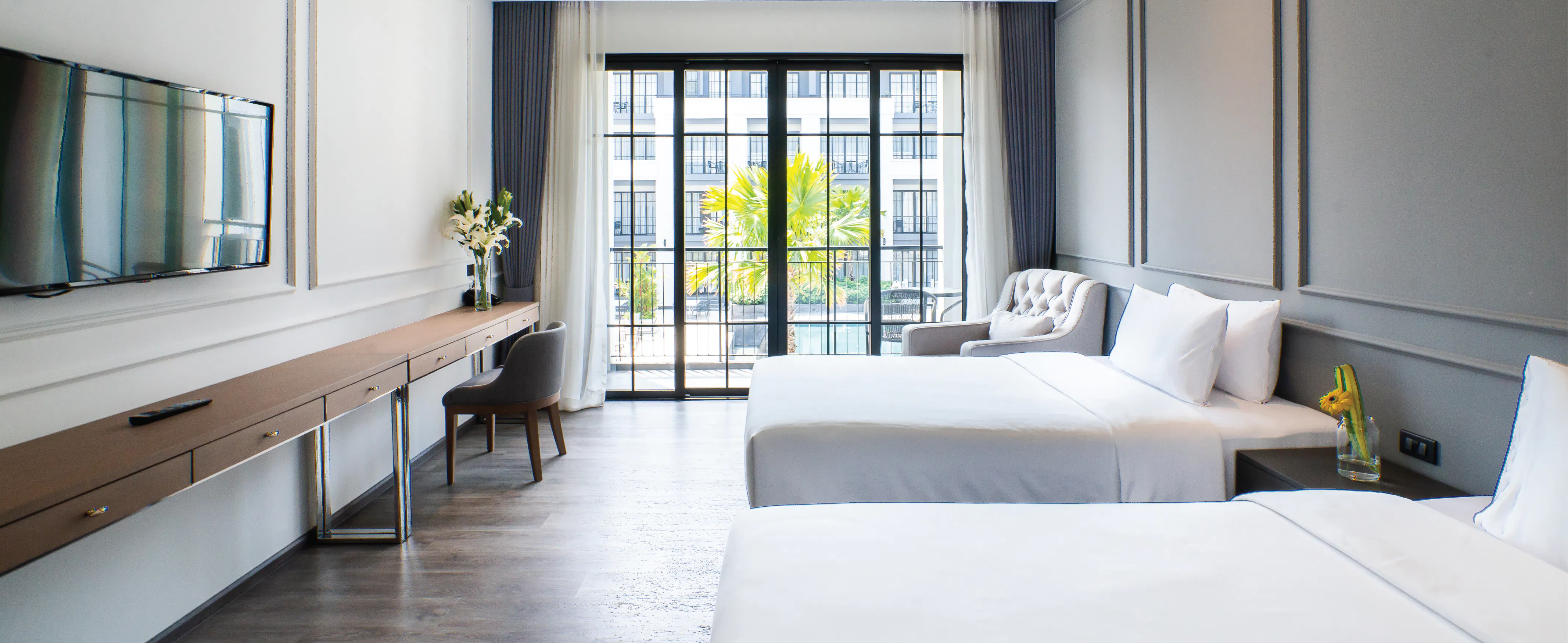 Deluxe Twin Pool View, Pattaya Hotel, Elegant Hotel, One Patio Hotel, 파타야 호텔, 엘레강트 호텔