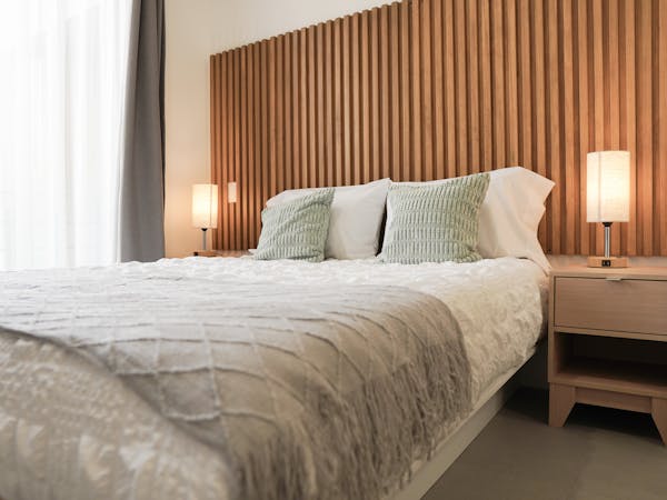 Queen Size bed, comfortable bed and smooth pillows.