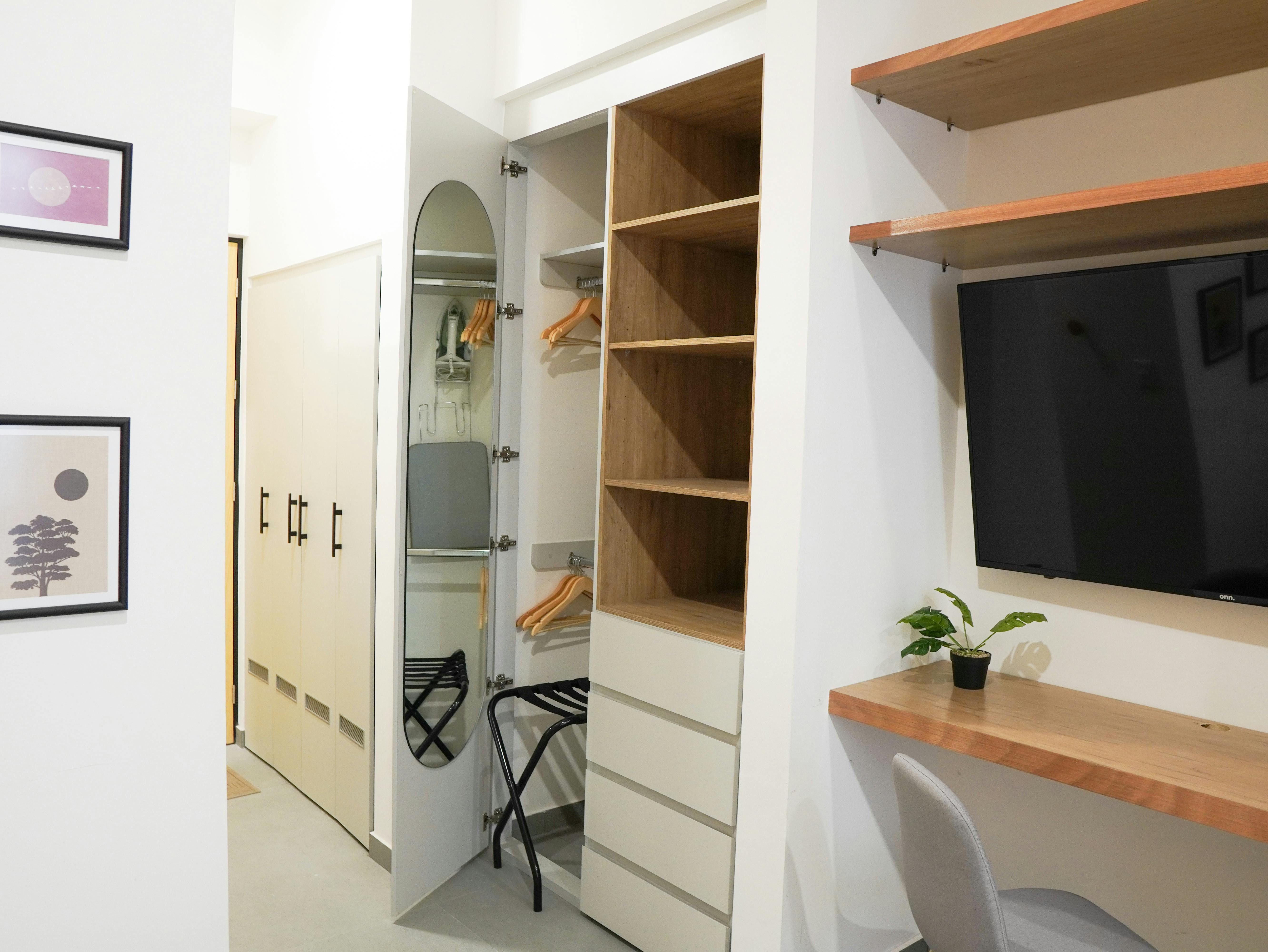 Closet with hangers.