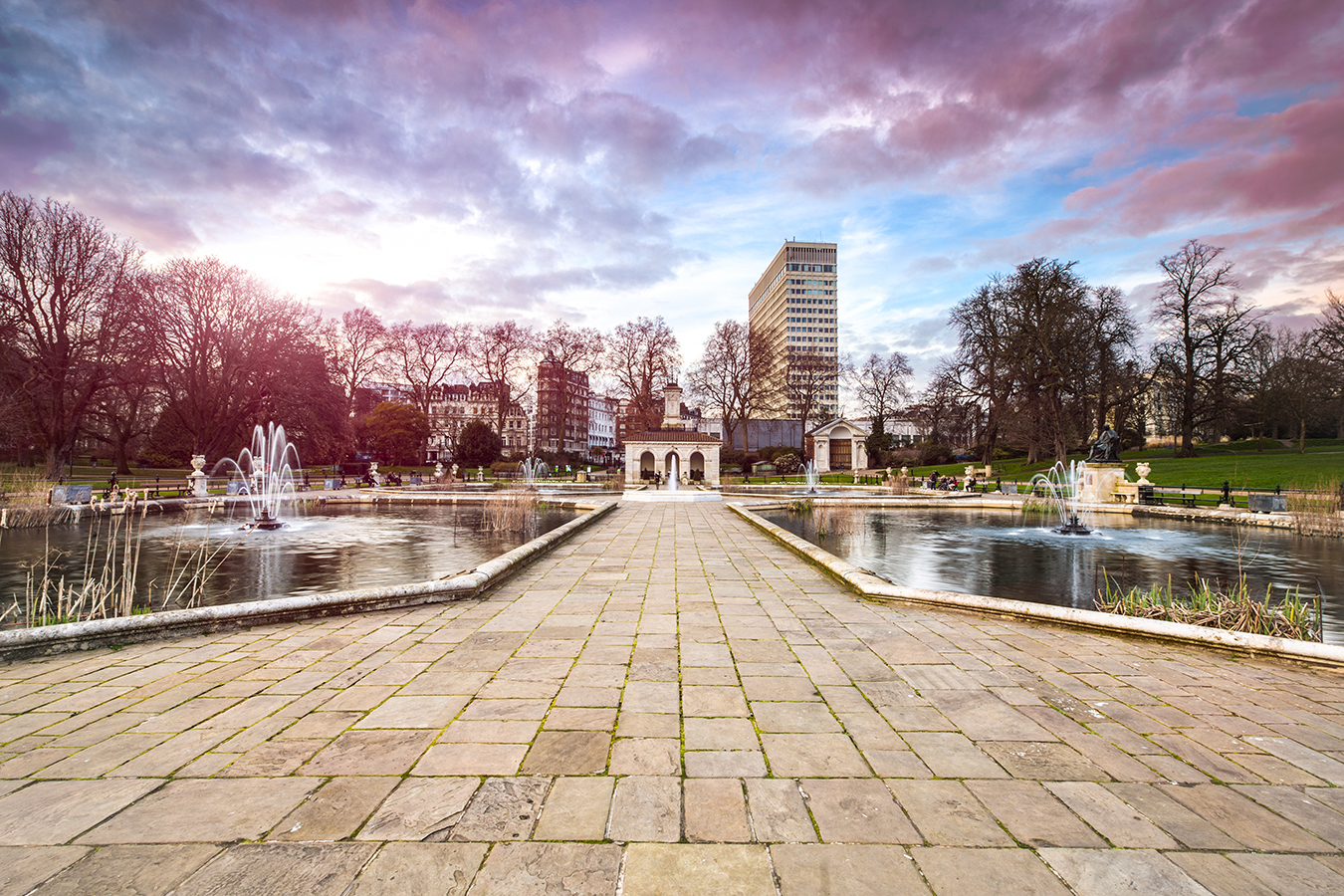 The Italian Water Gardens in Hyde Park, close to the Fairways Hotel