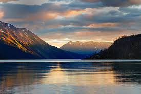 Midnight on Kenai Lake during the summer