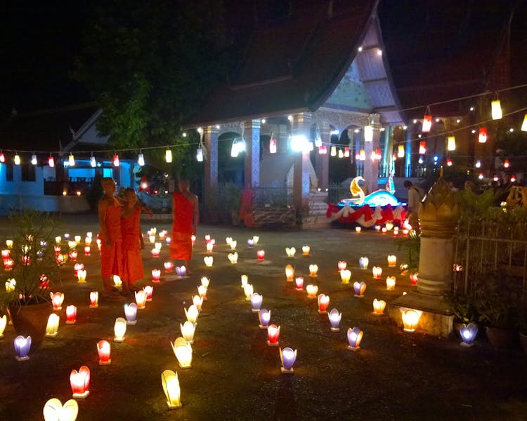 Luang Prabang temples light festival buddhist monks
