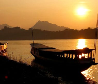 Luang Prabang Mekong River Sunset boats