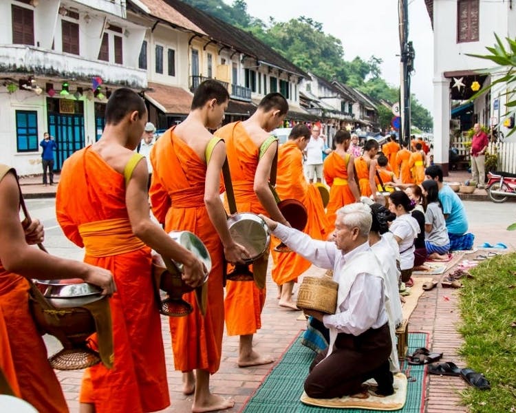 Luang Prabang monks alms giving
