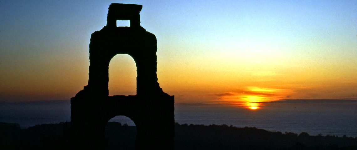 Sunset through tower