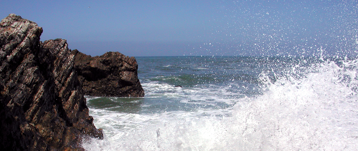 Crashing waves on coast