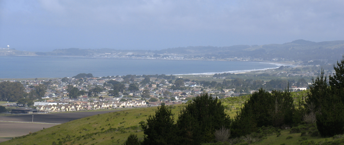 City of Half Moon Bay as seen fro distant mountain