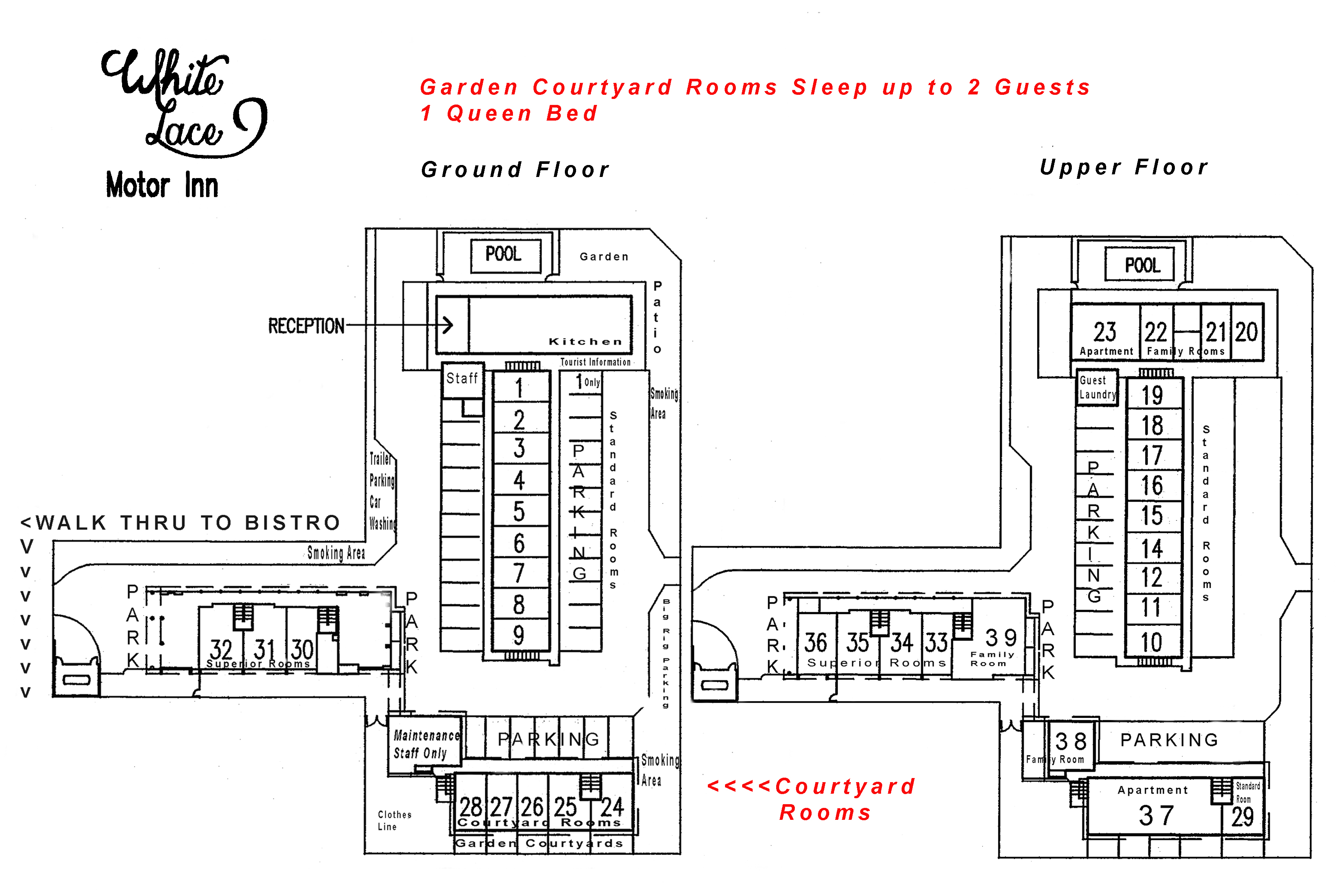 Garden Courtyard Room site plan White Lace Motor Inn Mackay, accommodation in mackay