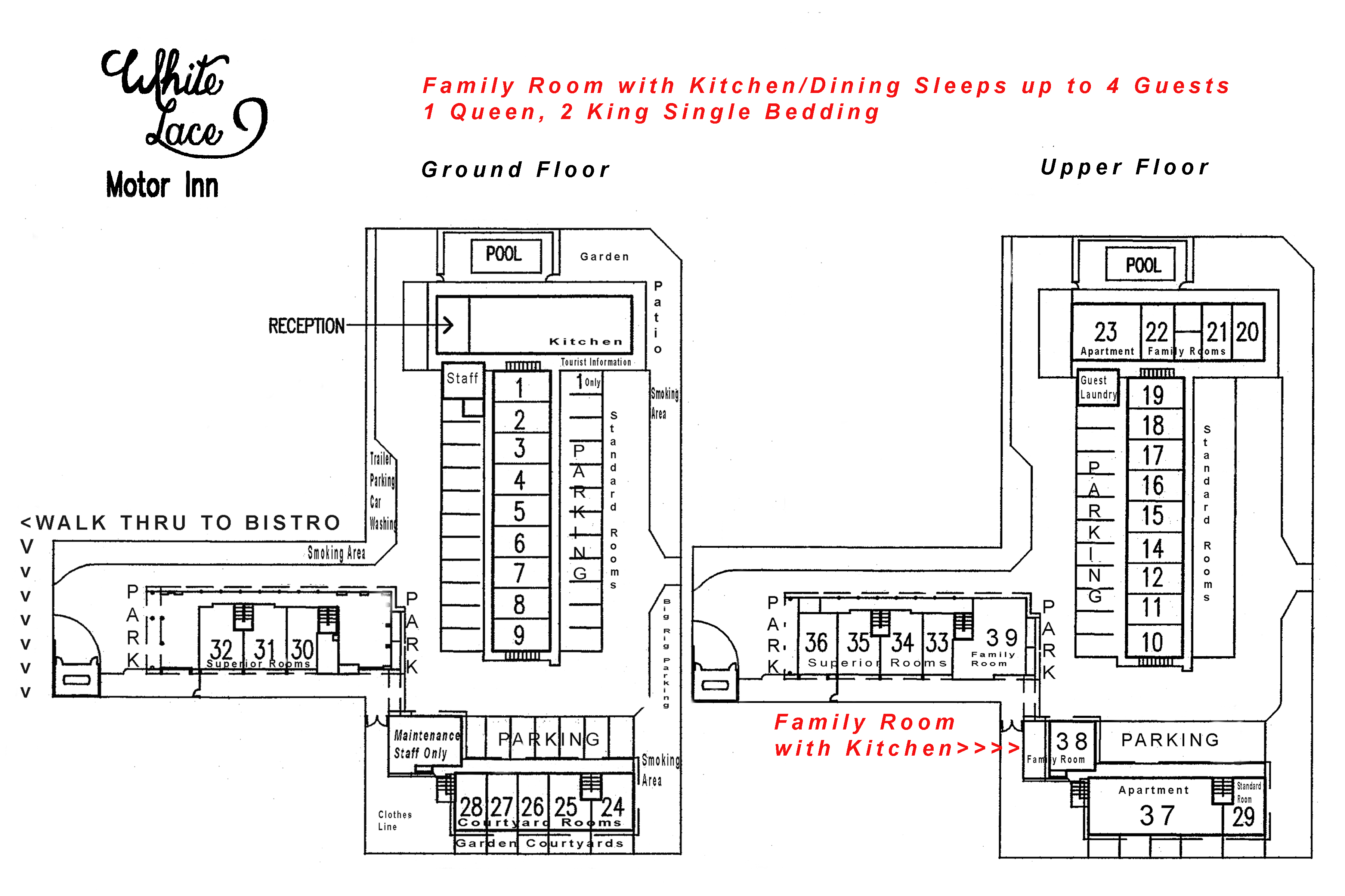 Family Room with Kitchen site plan White Lace Motor Inn Mackay, Family room Mackay