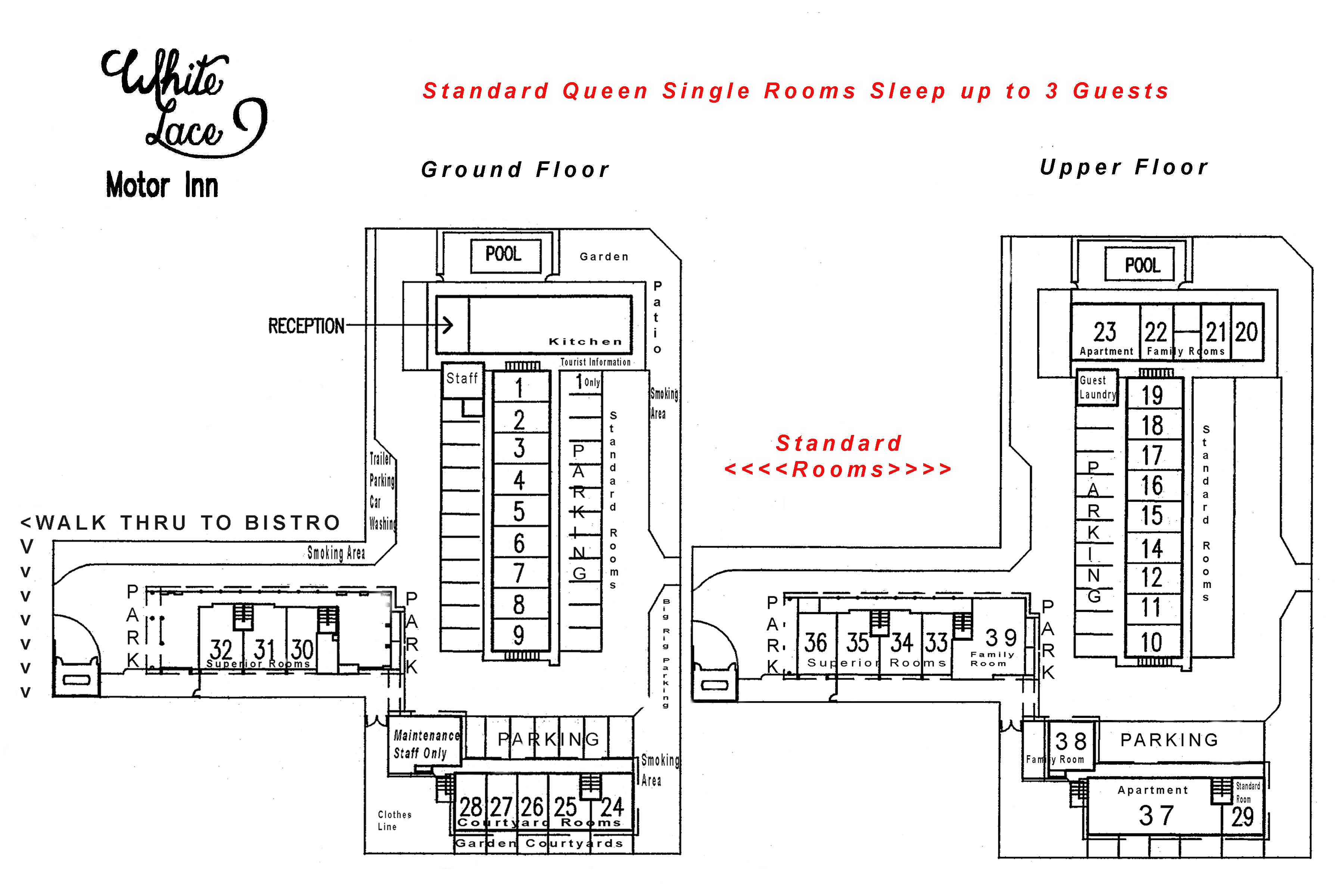 Standard Queen Single Room site plan White Lace Motor Inn Mackay
