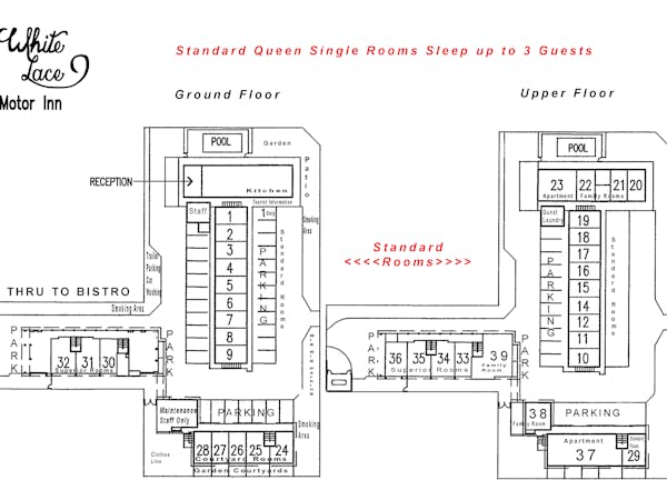 Standard Queen Single Room site plan White Lace Motor Inn Mackay