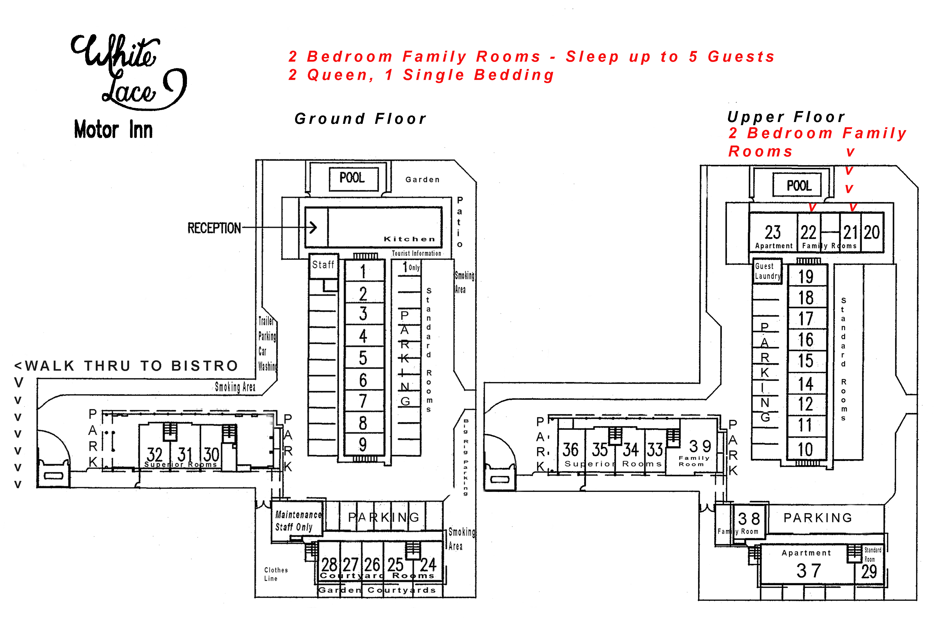 Two Bedroom Family Room site plan White Lace Motor Inn Mackay