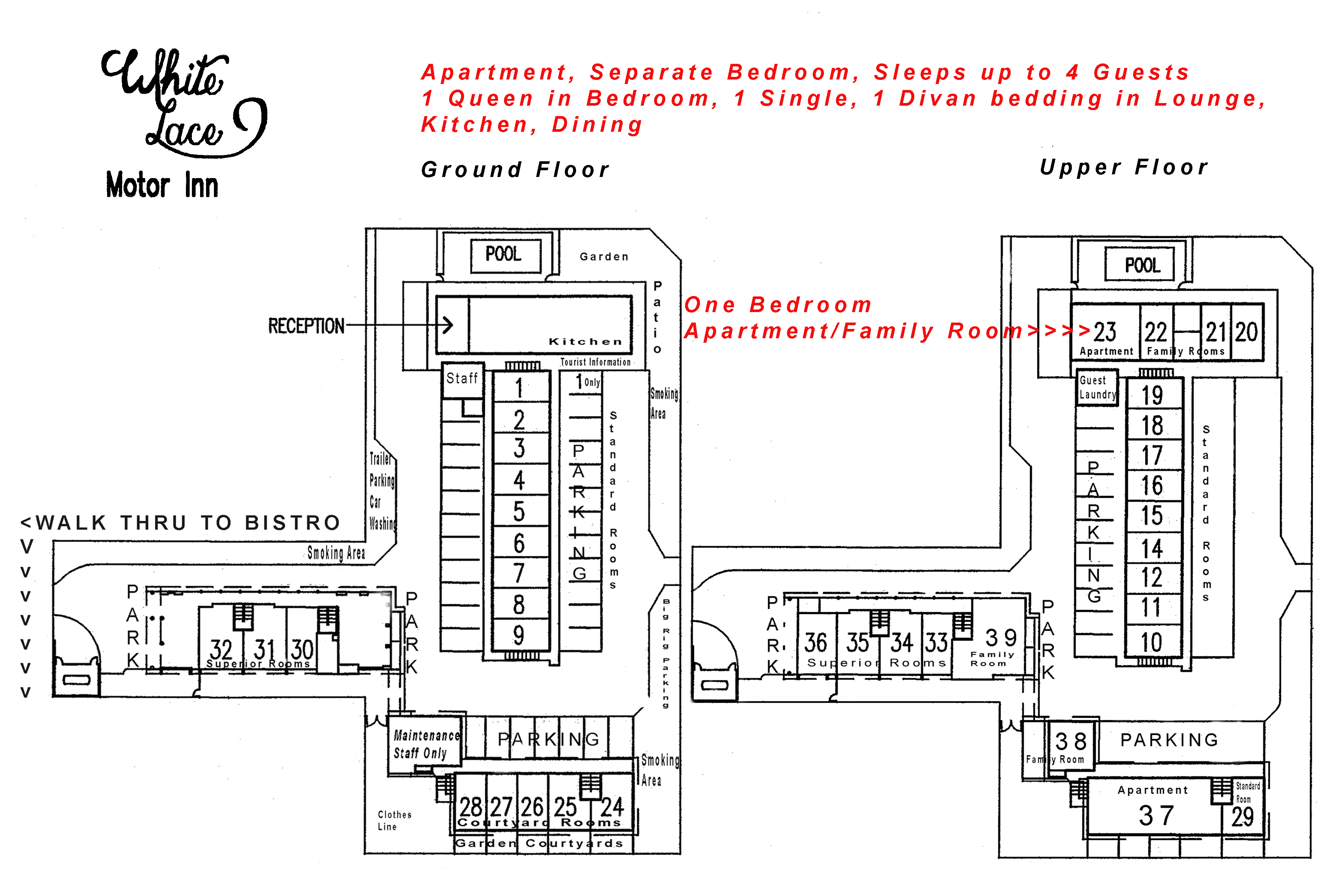 Apartment site plan White Lace Motor Inn Mackay, Apartment Mackay