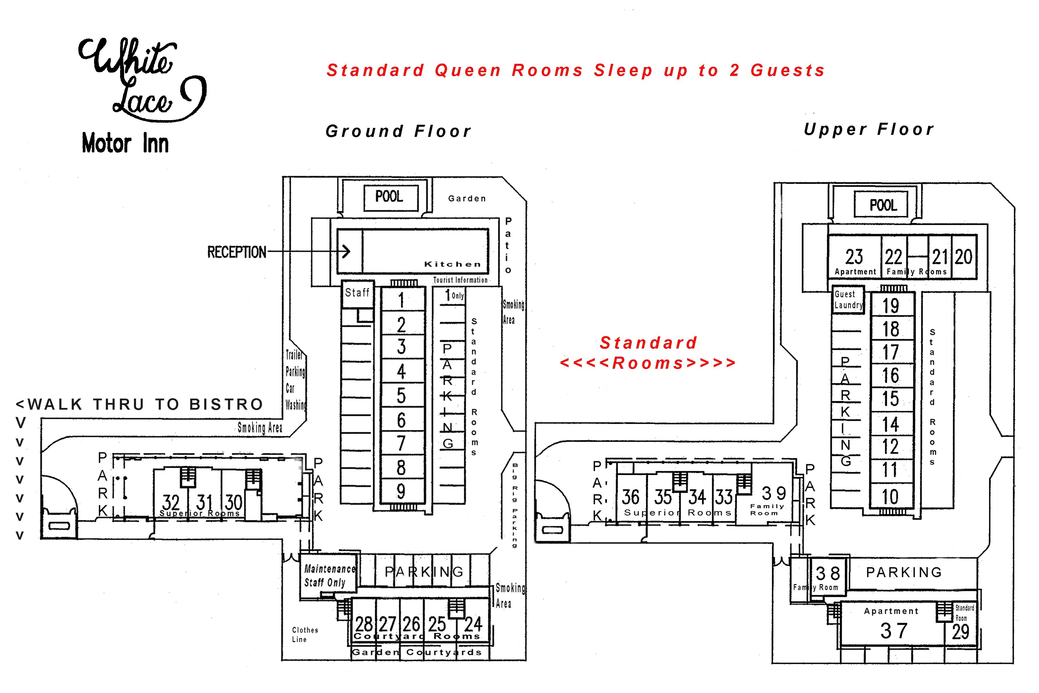 Standard Queen Room site plan White Lace Motor Inn Mackay, Hotel near Mackay airport
