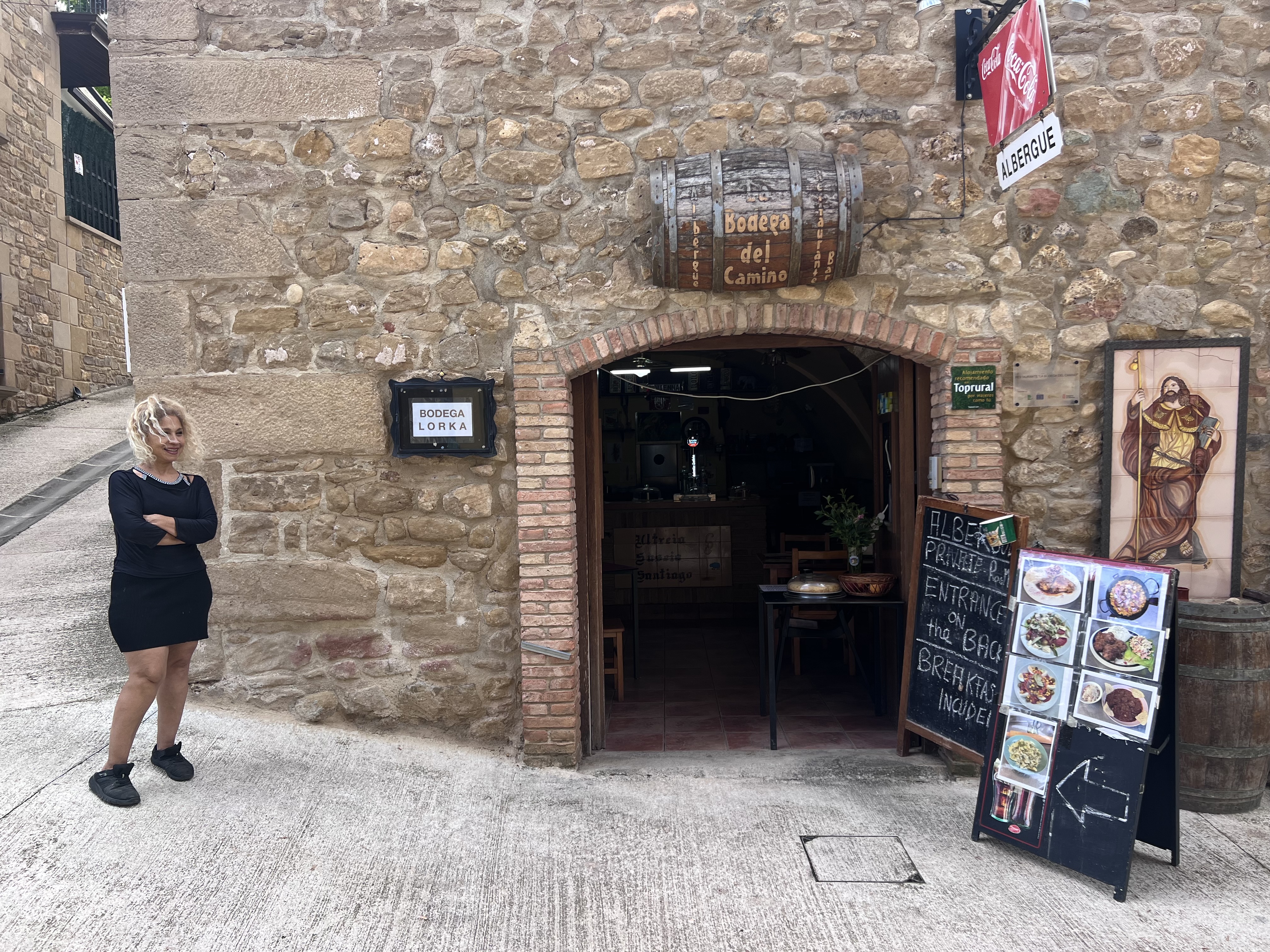Bodega/ Blue Sheep Bar entrance on Calle Mayor, across from the other albergue in town
