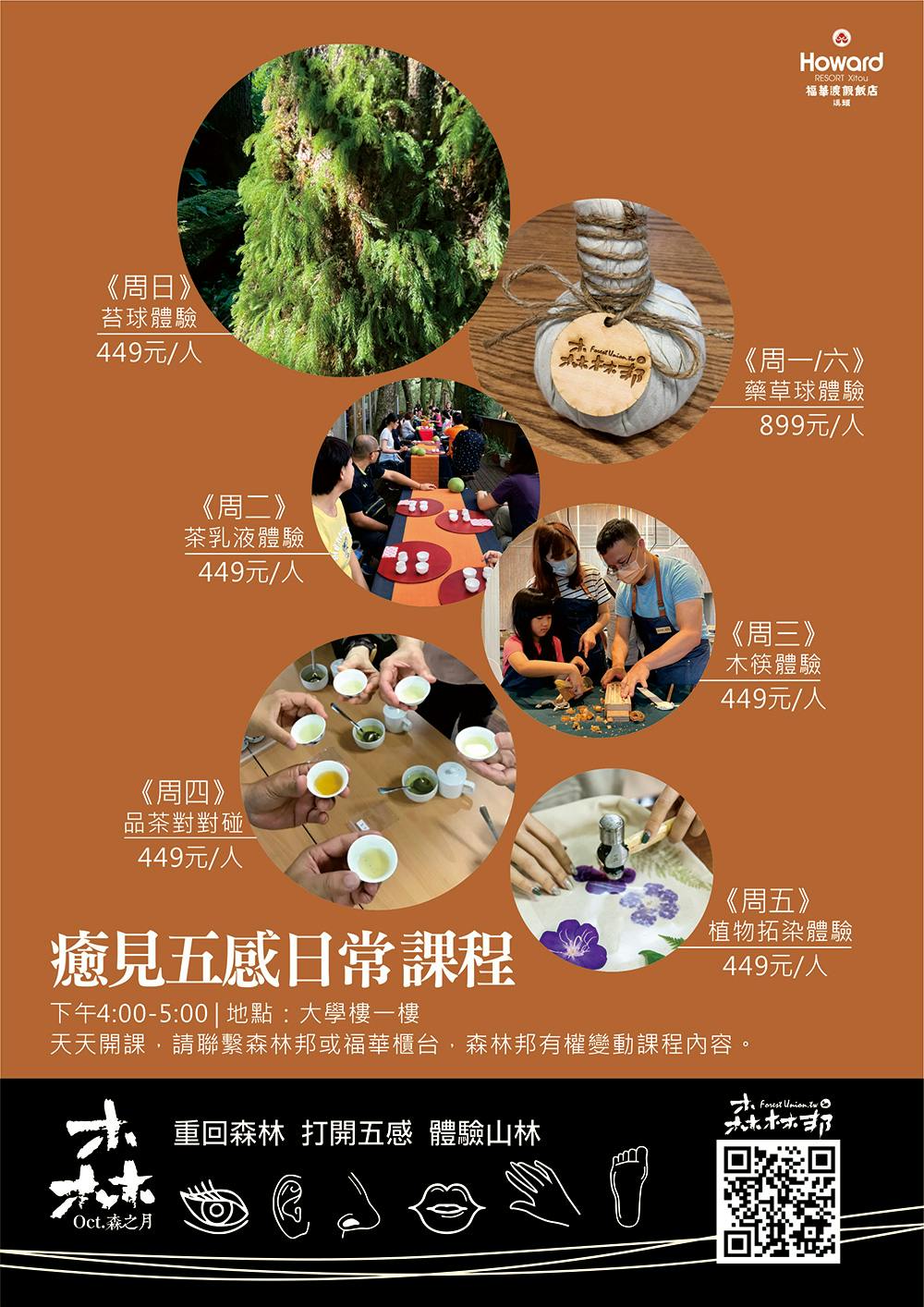 森林邦活動森之月，各式diy介紹，住宿金台灣山莊加購活動，溪頭景點