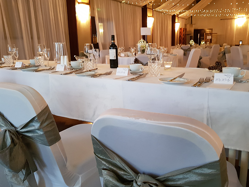 Top table at the Cabarfeidh hotel during a wedding.