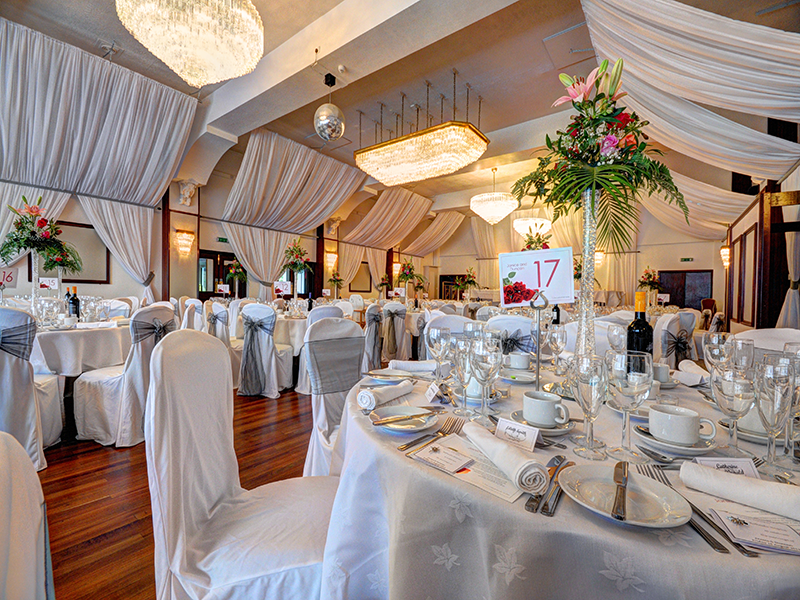 Table setting during a wedding.