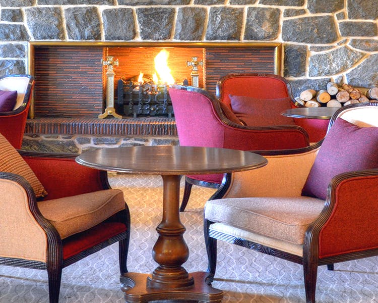 fireplace at reception in the Cabarfeidh Hotel