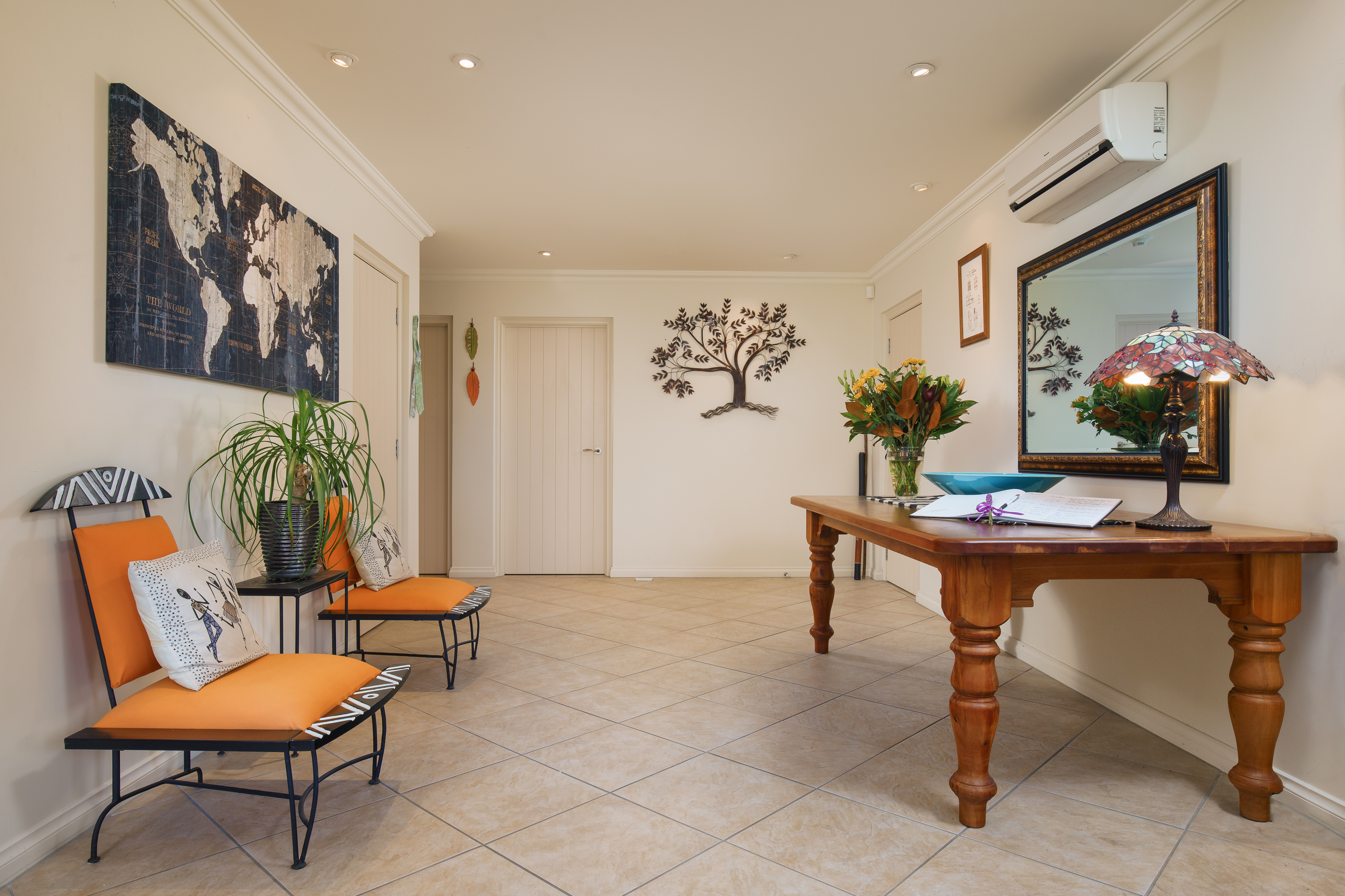 lobby with visitor book