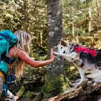 Mountain hike with dog