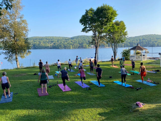 Yoga Retreat at Dayspring Cottages - Serene Outdoor Yoga Session with Waterfront View