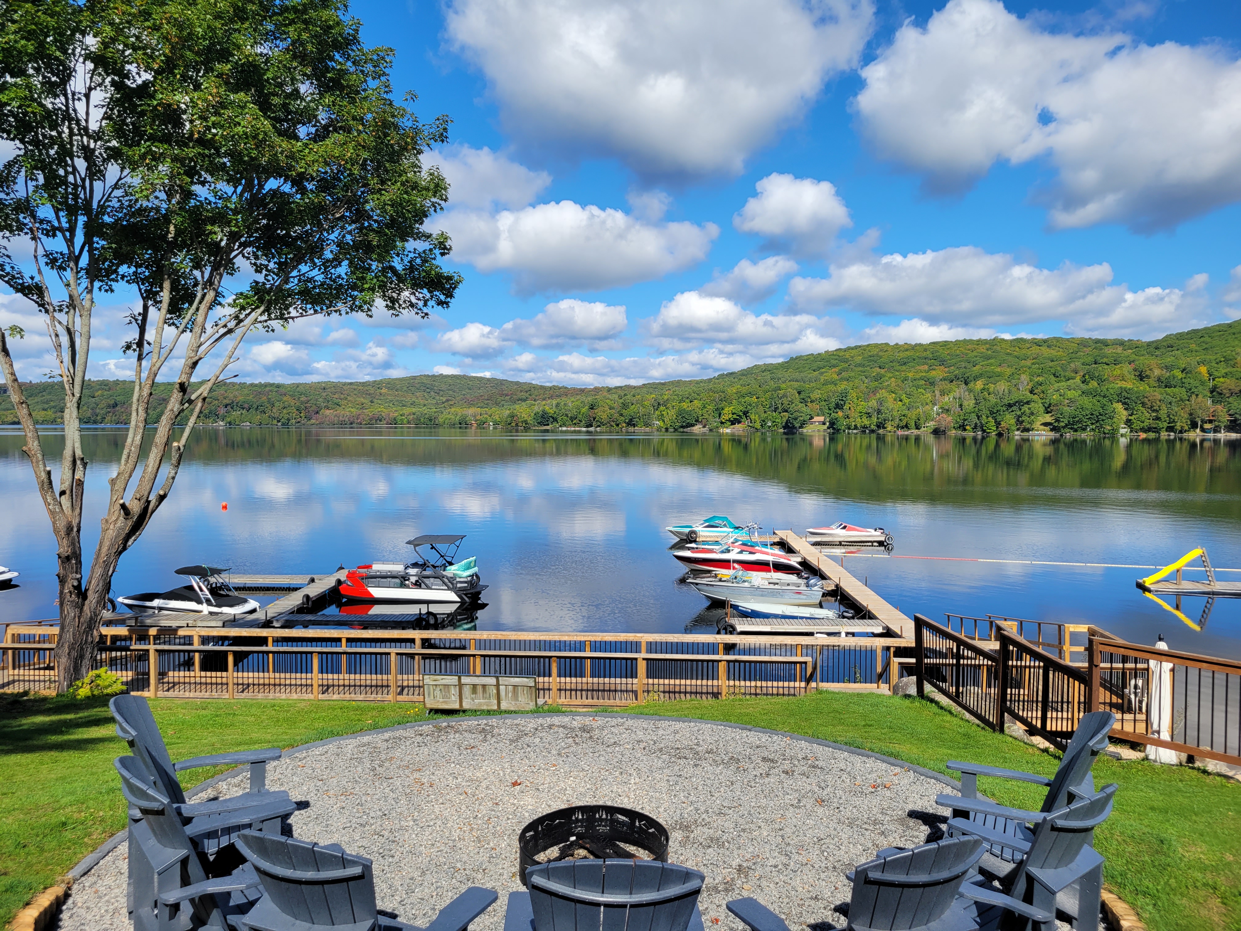 Scenic Waterfront Fire Pit in Ontario with a Beautiful Water View
