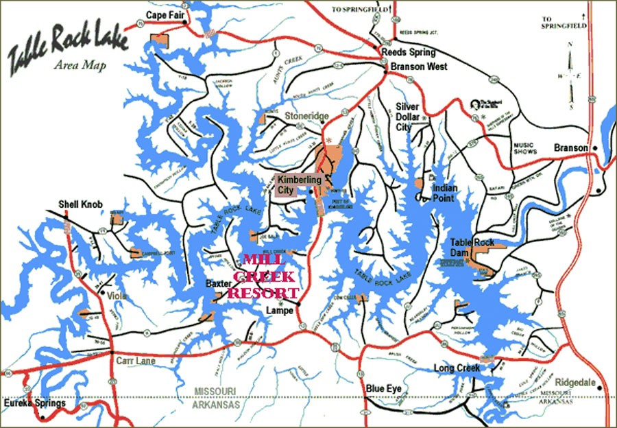 Map of Table Rock Lake