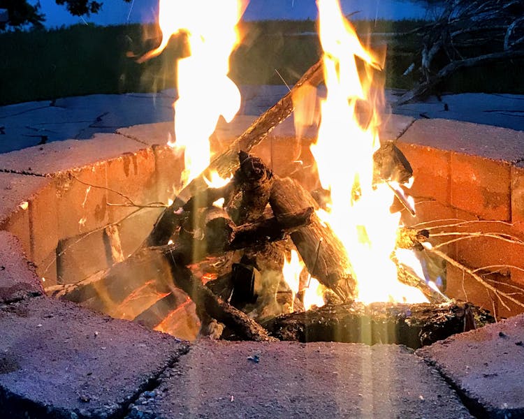Night time fire in the fire-pit.