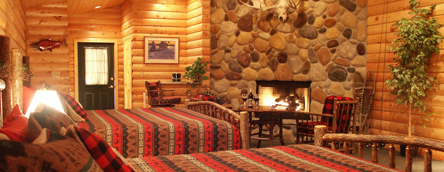 A Guest cabin complete with 2 king size beds, fireplace, bathroom en suite, satellite tv, ocean and mountain views